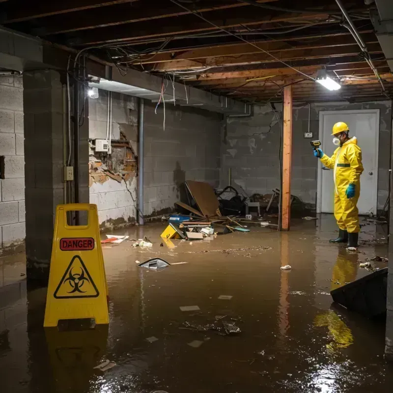 Flooded Basement Electrical Hazard in Campbellsport, WI Property